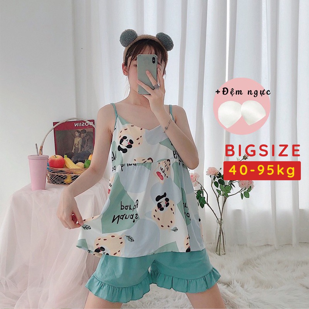 Đồ bộ ngủ 2 dây nữ đồ bộ mặc nhà dễ thương kèm đệm ngực [BC19 | BigBuy360 - bigbuy360.vn