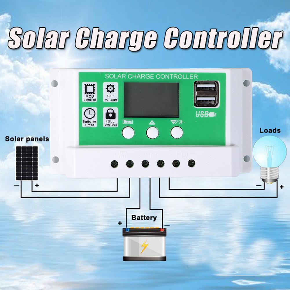 Bộ điều khiển sạc năng lượng mặt trời 12V pin lithium màn hình PWM r Bộ sạc bảng điều khiển năng lượng mặt trời