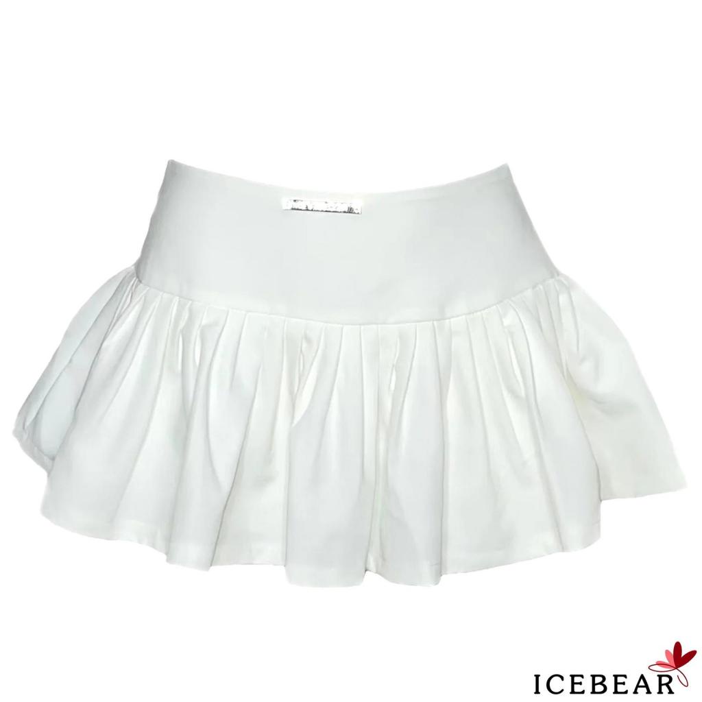 Chân Váy Ngắn Xếp Ly Chữ Cái Lưng Thấp Giản Dị Dành Cho Người Lớn (Màu Trắng)