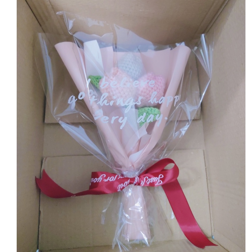 Hoa tulip cute bằng len handmade cả giấy gói / Được chọn màu hoa
