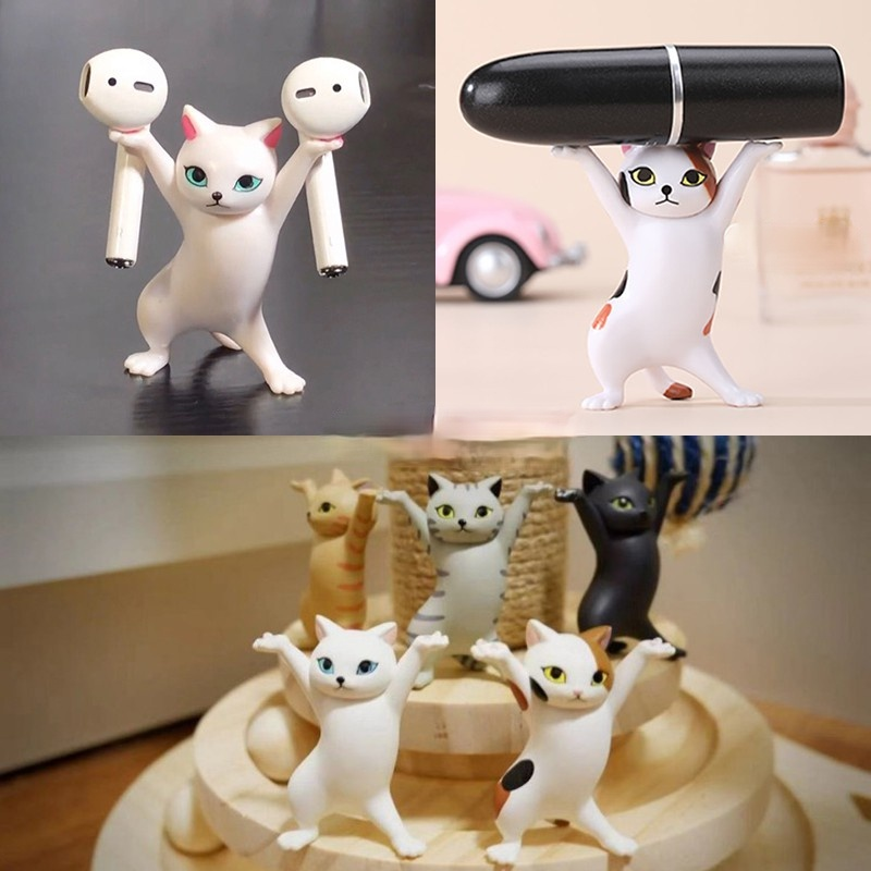 Bộ 5 ống cắm bút hình mèo dễ thương để bàn trang trí tiện dụng