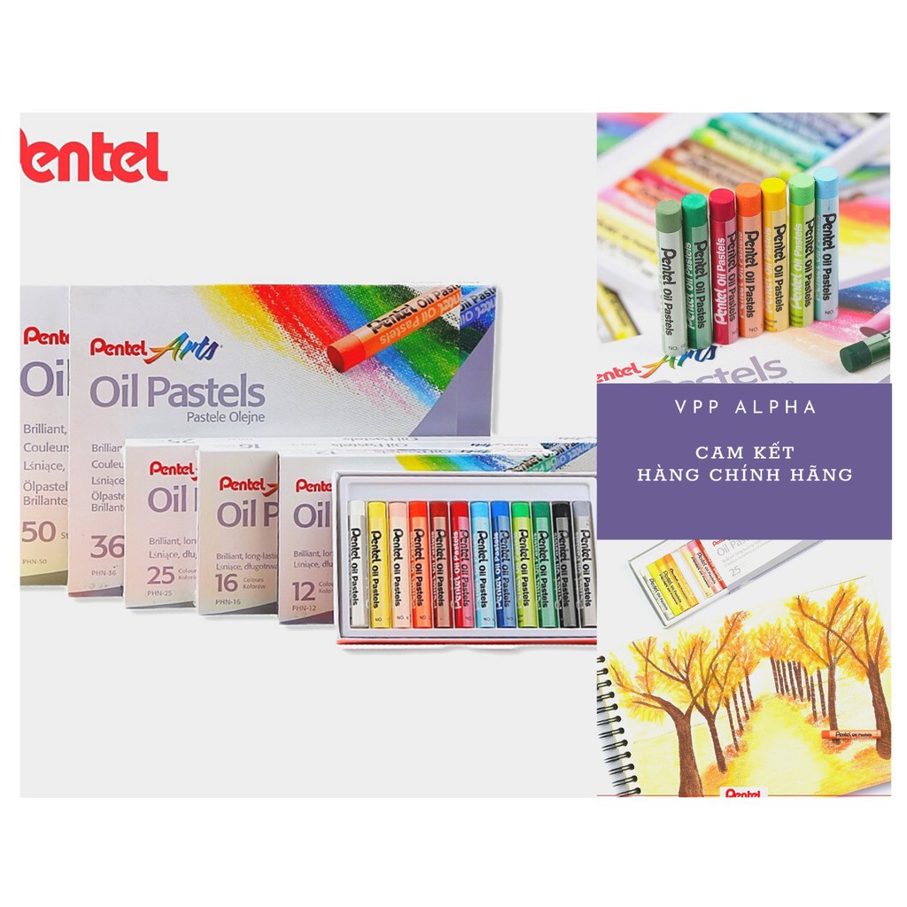 Bút sáp dầu Pentel arts oil pastels từ 12 đến 50 màu PHN12/ PHN16/ PHN25/ PHN36/ PHN50