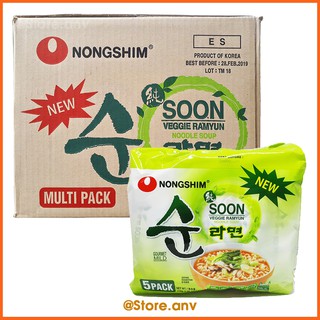 1 Thùng Mì Chay Soon Veggie Ramyun Nongshim (112g x 40 gói)
