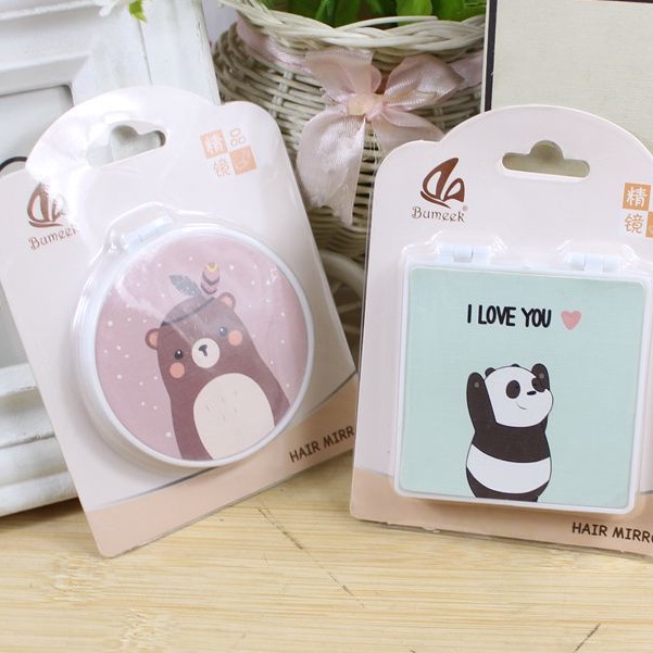 🍉Gương 2 Mặt Mini Cầm Tay - Đóng Bìa Cứng Siêu Dễ Thương Hình Vuông/ Tròn/ Chữ Nhật - Gương Trang Điểm Bỏ Túi DUASHOP