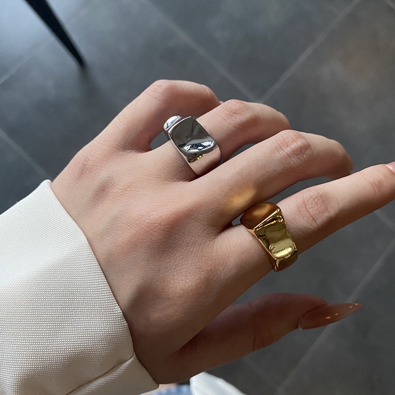 Nhẫn Màu Bạc Kiểu Dáng Hình Học Sáng Tạo Thời Trang Cho Nữ