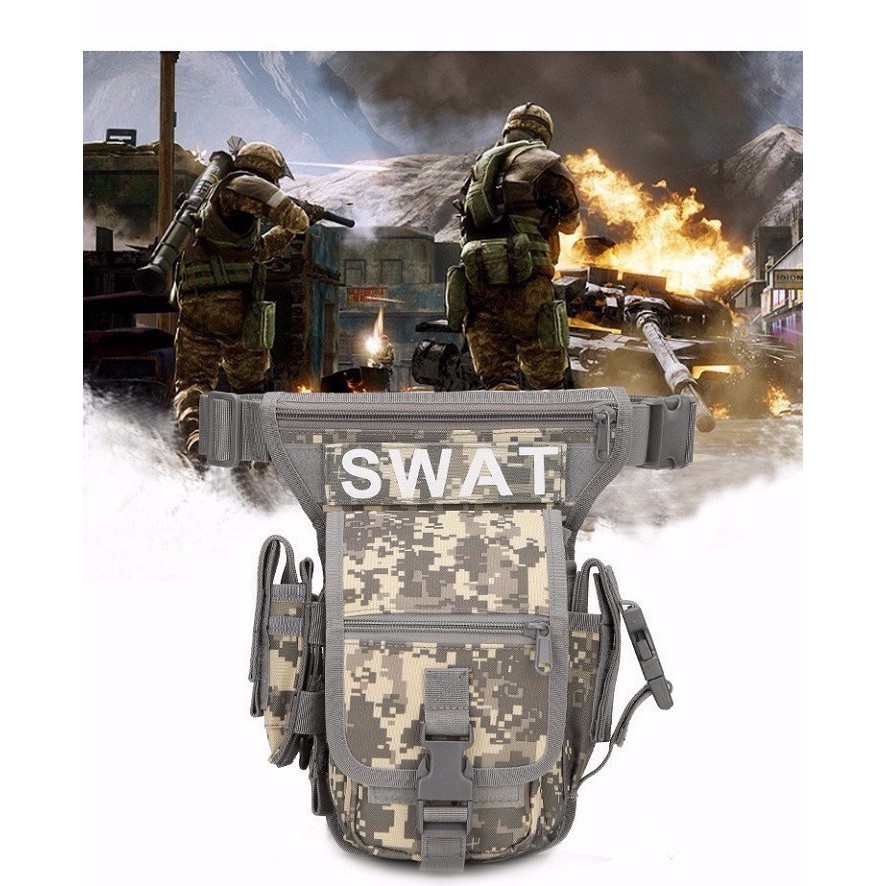 Túi Đeo Hông Đeo Đùi SWAT Chiến Thuật Đi Phượt Cao Cấp Thời Trang Phong Cách Quân Đội