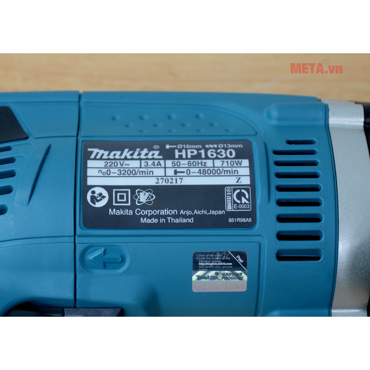 MÁY KHOAN BÚA MAKITA HP 1630 CÔNG SUẤT 710W SỬ DỤNG MŨI KHOAN 16MM, VALI NHỰA SIÊU BỀN