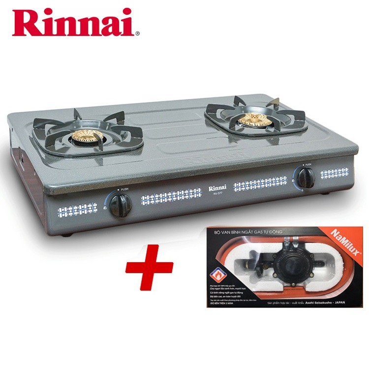 COMBO Bếp gas Rinnai RV-377G + Bộ dây van ngắt gas tự động Namilux