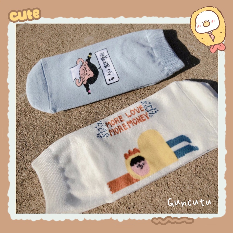Vớ cổ ngắn họa tiết hoạt hình dễ thương - Guncutu