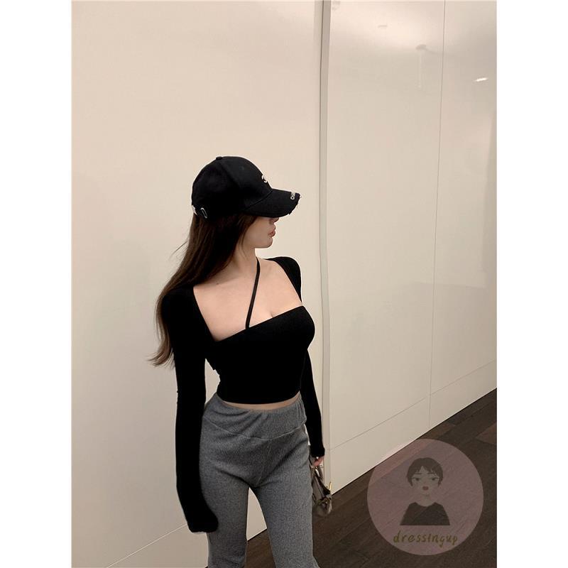 Áo Thun Tay Dài Hở Vai Thời Trang Hàn Quốc Dành Cho Nữ