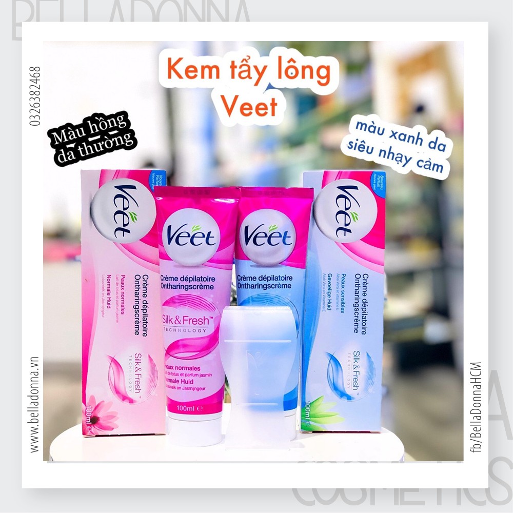 Kem Tẩy Lông Veet Hair Removal Cream Silk &amp; Fresh 100ml (Sensitive/ Normal/ Dry Skin)