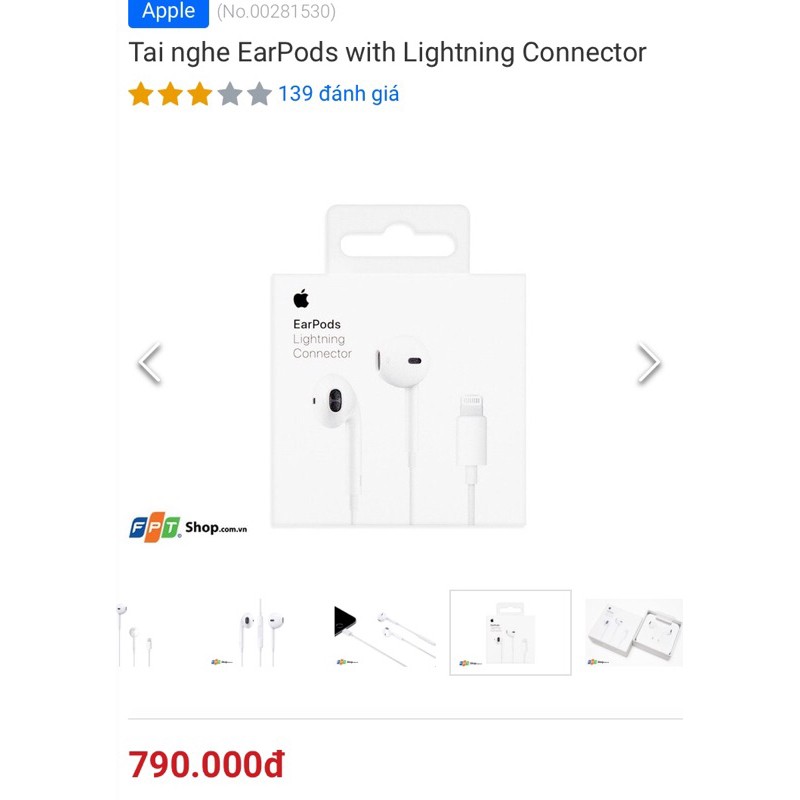 Tai nghe Earpods with Lightning Connector