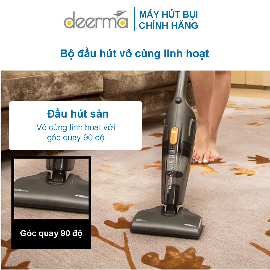 [DEERMA] Máy Hút Bụi Gia Đình Cầm Tay Deerma DX115C Công Suất 600W Lực Hút 14000Pa Bảo Hành 6 Tháng Kèm 3 Đầu Hút