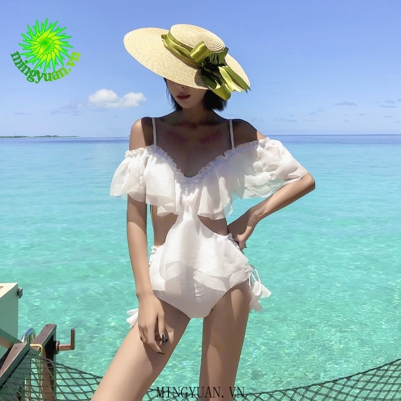 one piece white fashion female summer swimwear | WebRaoVat - webraovat.net.vn