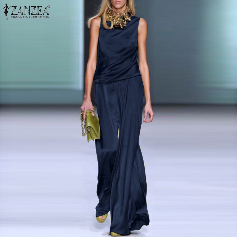 Set quần dài ống rộng và áo thun không tay Zanzea thời trang nữ tính