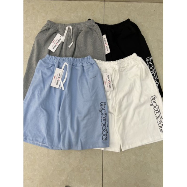 Quần Short Phối Chữ Supermoing Unisex [FREESHIP]Short Đùi from to rộng 4 màu  cạp chun kiểu dáng thể thao