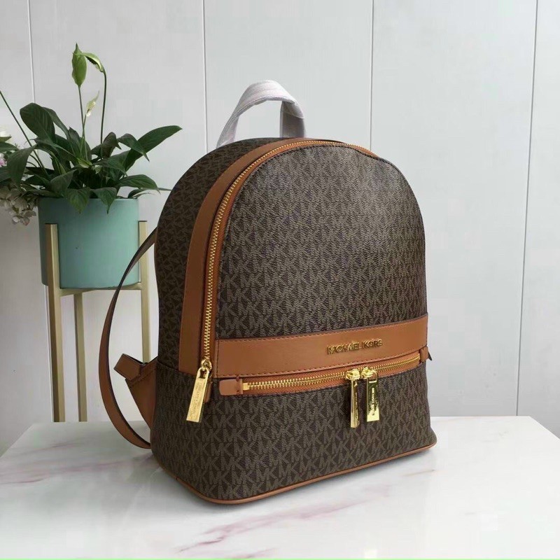 Balo MK Rhea zip dark brown