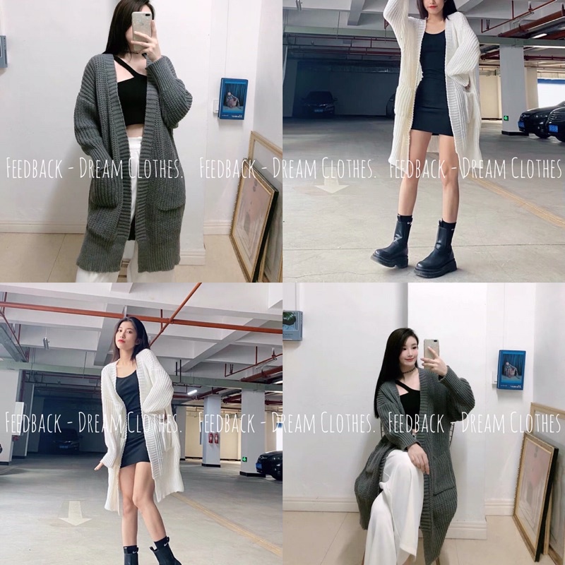 ÁO KHOÁC CARDIGAN LEN TRƠN DÁNG DÀI