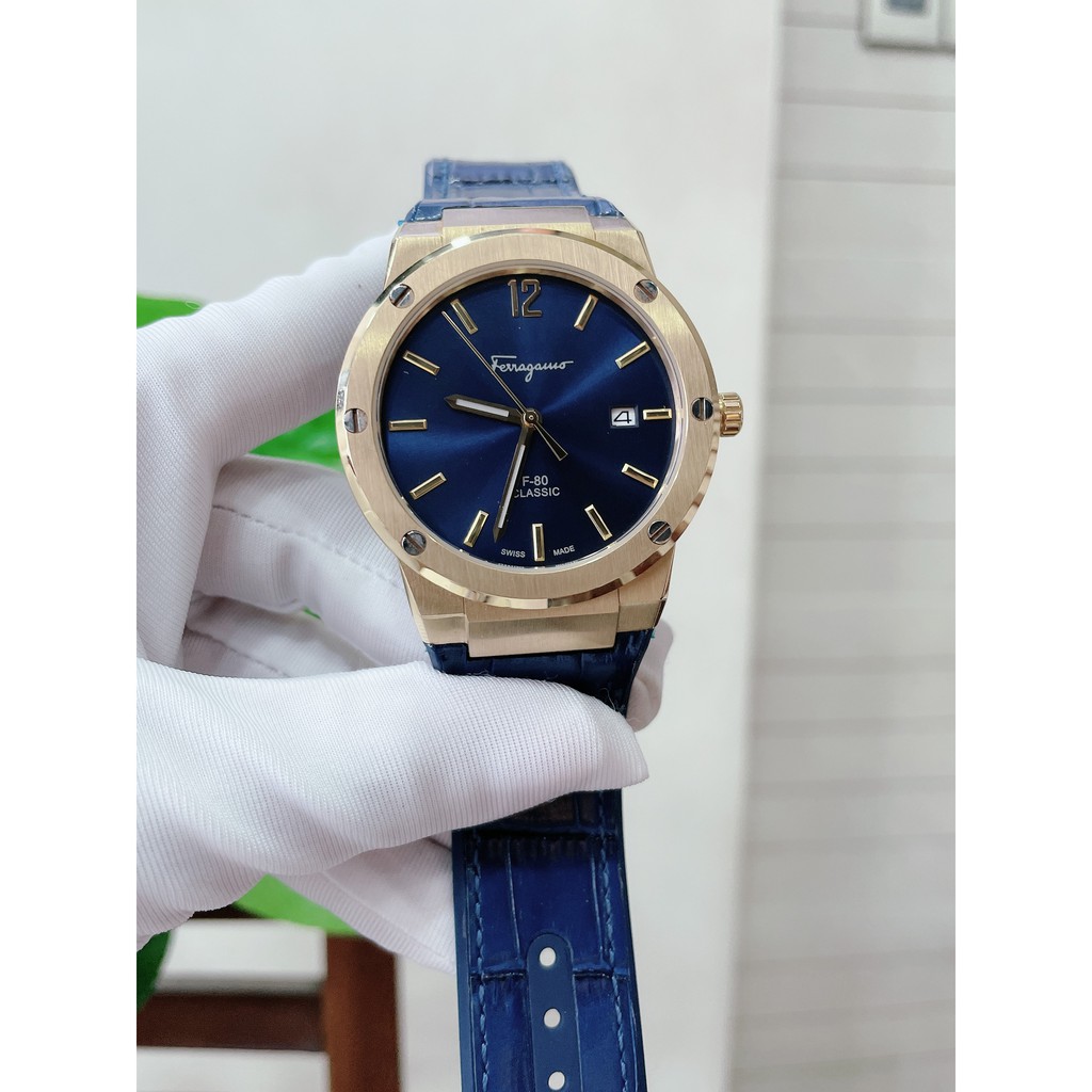 Đồng hồ nam Ferragamo F-80 Classic - dây cao su - size 41mm