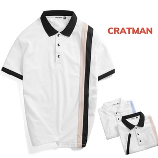 Áo Polo Nam CRATMAN vải cá sấu cotton 4 chiều sọc đứng chuẩn form, sang trọng ,thanh lịch - T03