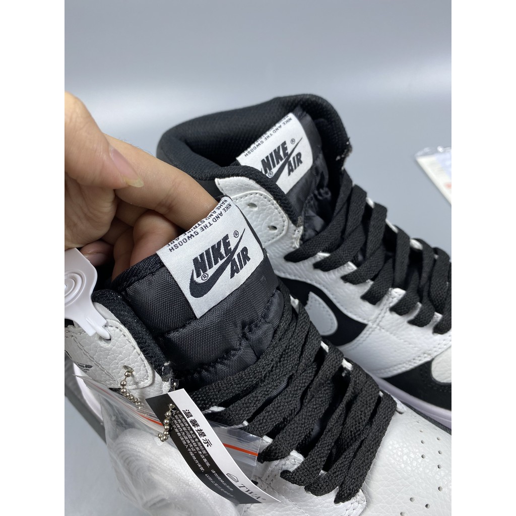 Giày Thể Thao Nữ Jordan 1 Mid White Black Da Nhăn Fullbox, Giày Sneaker Nữ JD 1 Cổ Mid Trắng Đen Xinh Dễ Phối Đồ