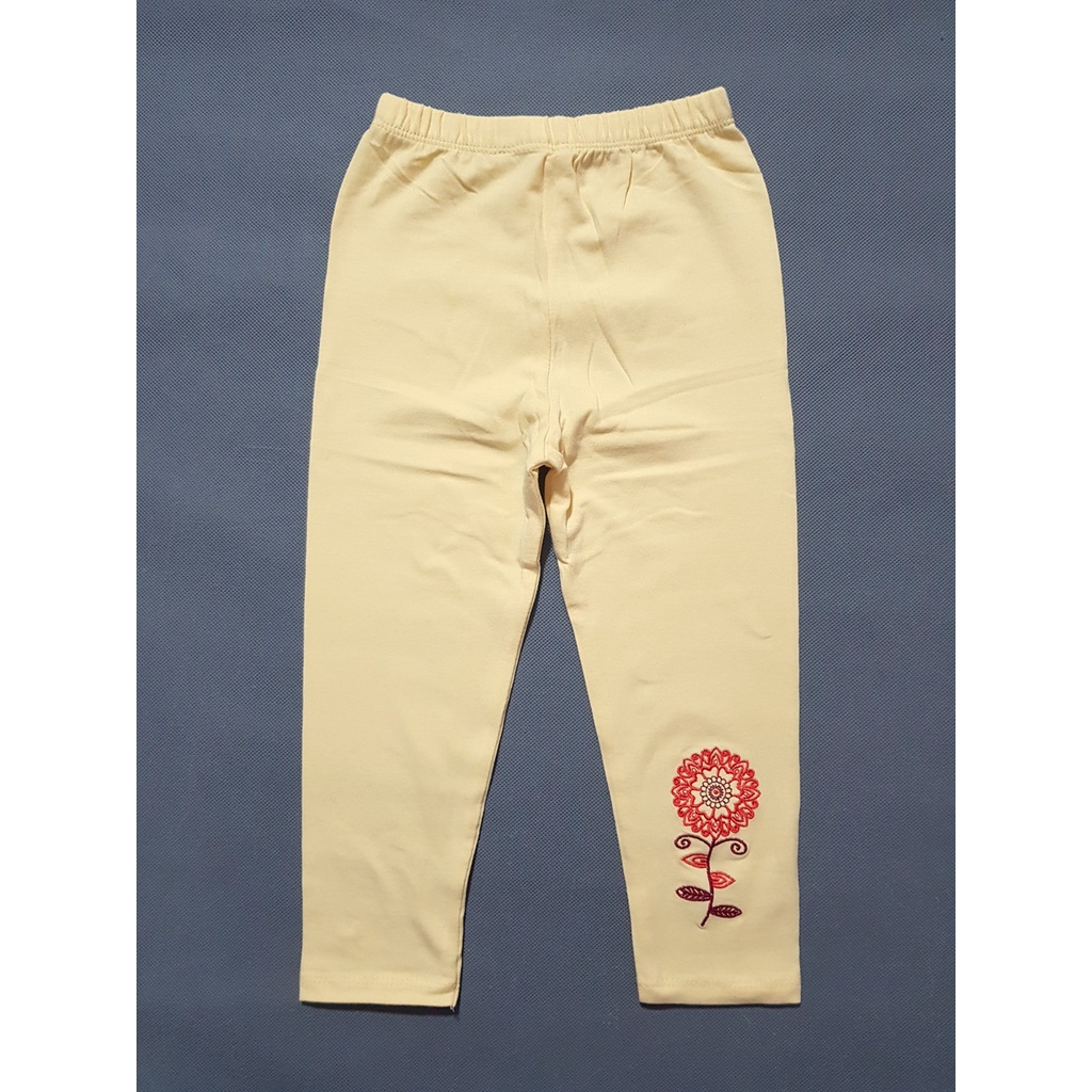Quần legging dài bé gái thêu hoa mùa hè vải mát
