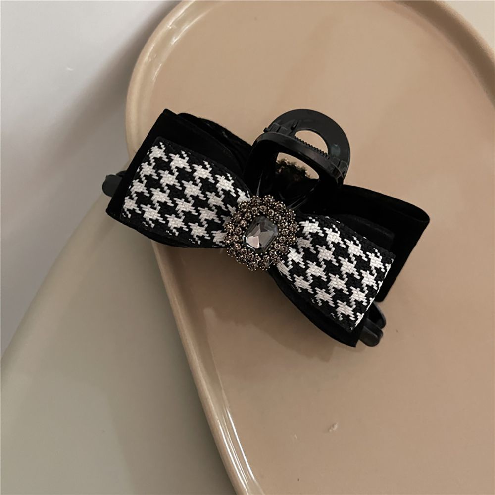 Dây buộc tóc/Kẹp đuôi ngựa bằng vải họa tiết kẻ ô thanh lịch phong cách Hàn Quốc cho nữ