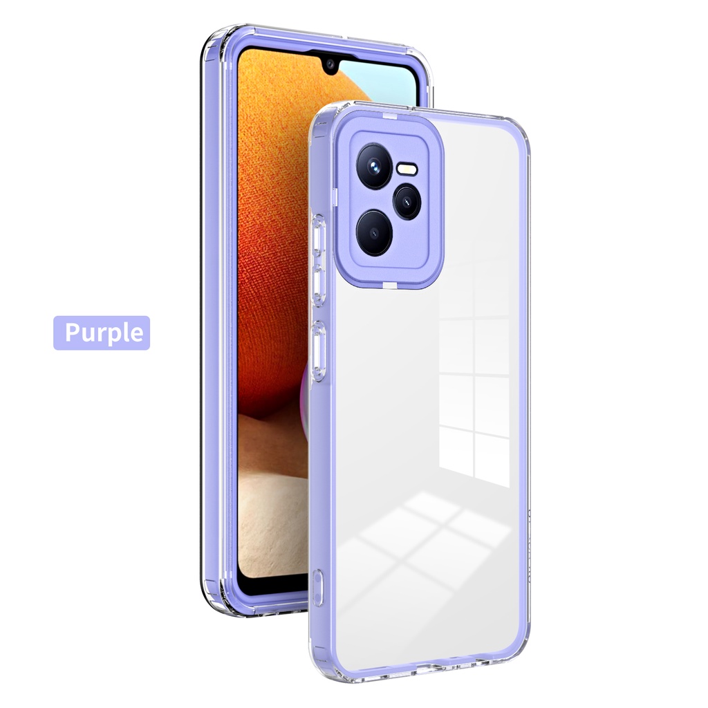 Ốp Điện Thoại PC Cứng Viền Silicon Mềm Trong Suốt Bảo Vệ Camera 3 Trong 1 Cho OPPO Realme C35 9i Reno 8 5G
