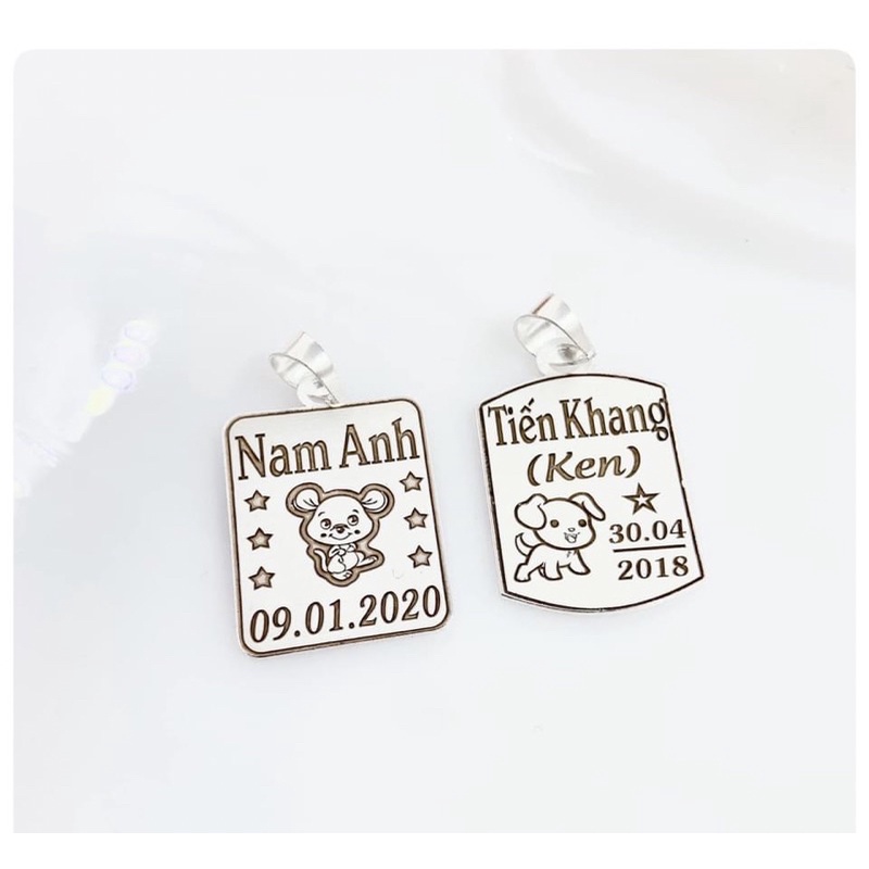 Mặt dây chuyền khắc tên cho bé, đẹp sáng bạc chuẩn s99 Nhiều mẫu ngộ nghĩnh Mainomi Shop Bạc Xinh