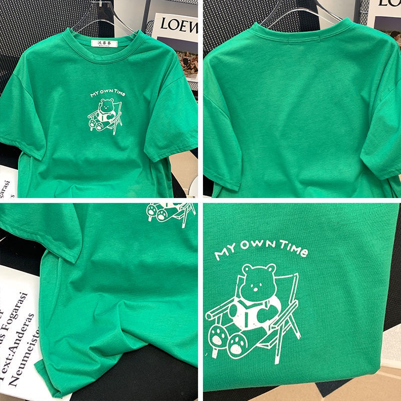 Áo Thun Tay Ngắn Dáng Rộng In Hình Gấu Phong Cách Hàn Quốc Thời Trang Mùa Hè Mới Cho Nữ