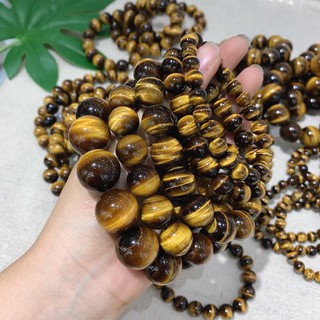 Vòng tay đá mắt hổ vàng nâu chuẩn 4a đủ size 6mm-18mm