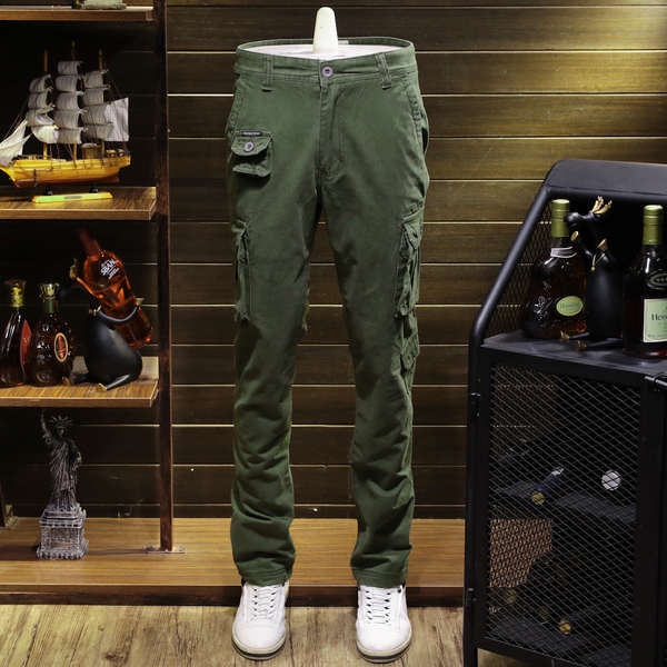 Quần Jeans Dài Ống Đứng Nhiều Túi Phong Cách Quân Đội Thời Trang Thu Đông Cho Nam