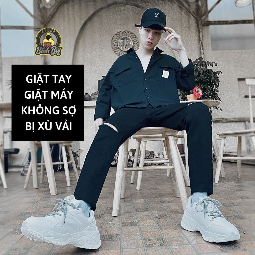 Quần Jean Nam Rách Gối Ống Côn Baggy Dáng Đứng Phong Cách Ulzzang Hàn Quốc | BigBuy360 - bigbuy360.vn