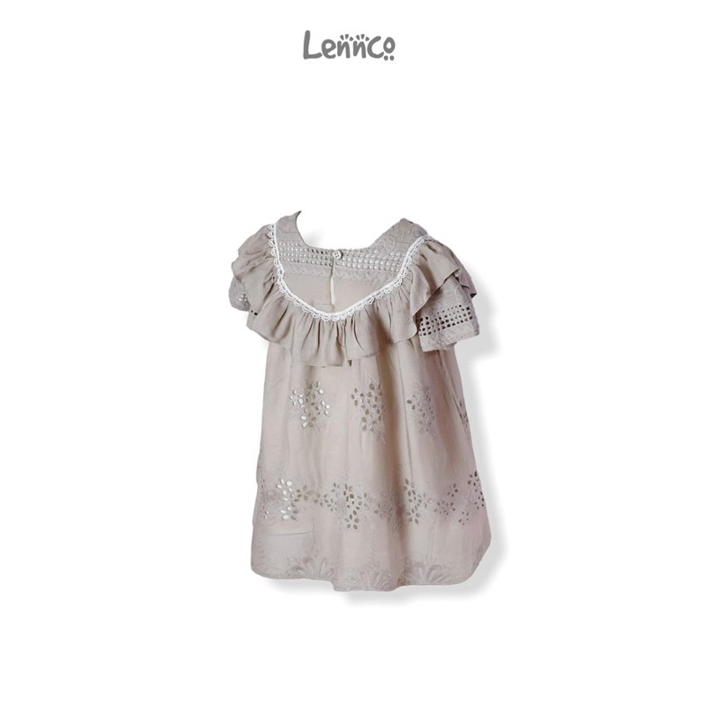 Váy Lennco lanh xám thêu nổi