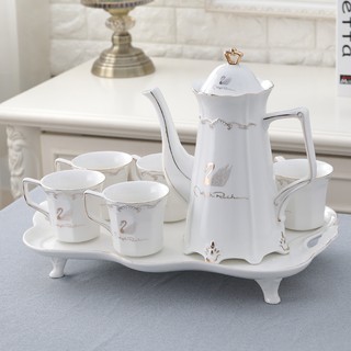 Qùa Biếu Tặng Cao Cấp/ Bộ Ấm Chén Sứ Cao Cấp Kiểu Dáng Hoa Văn Phong Cách Bắc Âu Sang Trọng (198)