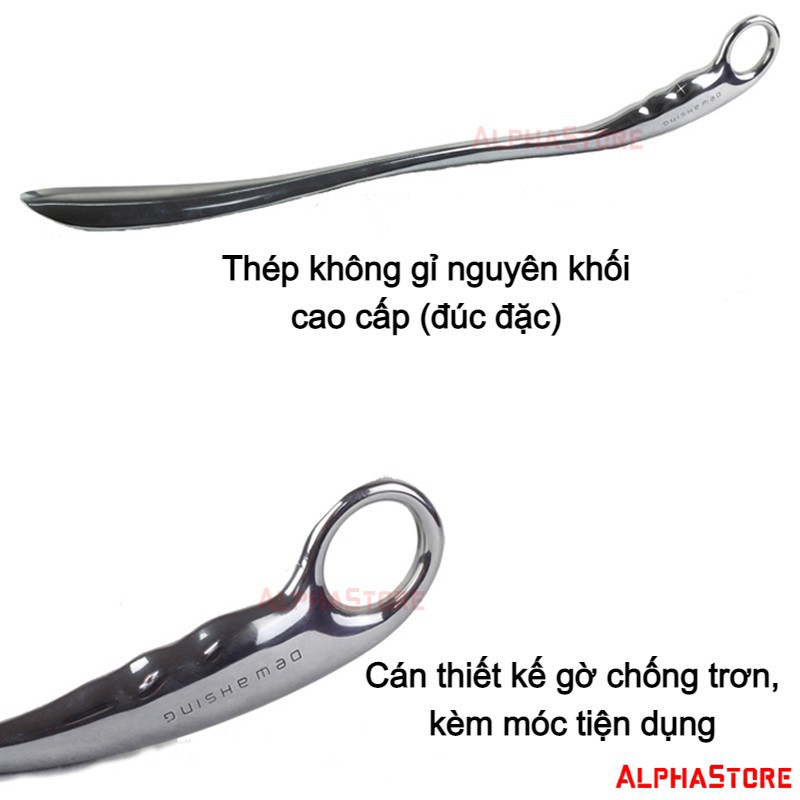 áo balo Shoe Horn - Cây Đón Gót Giày Cán Dài 52cm Inox Nguyên Khối - Cây Xỏ Giày Nam Nữ, Thép Không Gỉ Cao Cấp Shoehorn