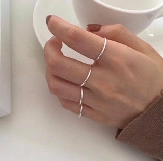 Nhẫn bạc TLEE basic hình khối mix match cá tính TLEE JEWELRY A0333