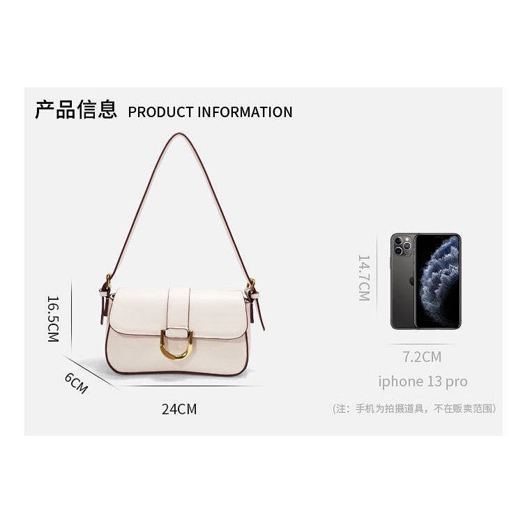 Niche Advanced Texture New Baguette Bag Retro Vachette Clasp Fashion Elegant Shoulder Bag Bag dEvX