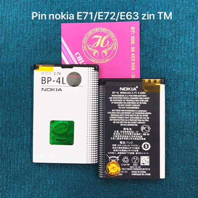 Pin nokia E71/E72/E63/3310 (2017)...kí hiệu trên pin BP-4L zin theo máy-mới 100%