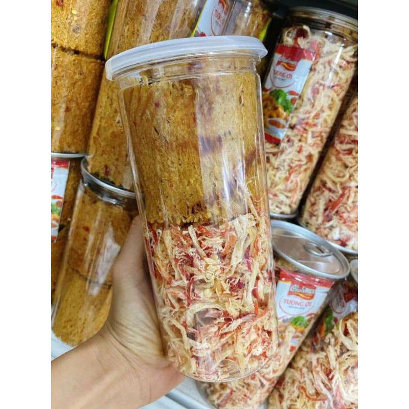 sỉ 10 hủ pet 300gr mực mix vị