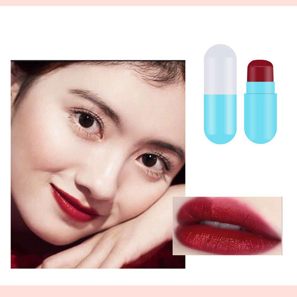 Son môi dưỡng ẩm chống thấm nước thiết kế hình viên nang mini dễ thương