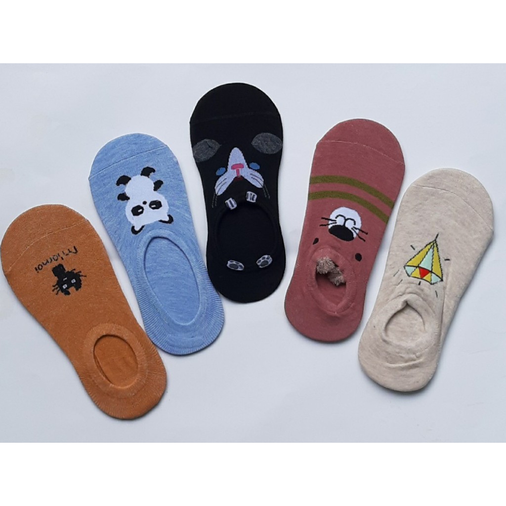 Set 5 đôi vớ lười nữ Cotton mềm mại chống hôi chân hình thú siêu dễ thương size 21-23cm ( nhiều màu )