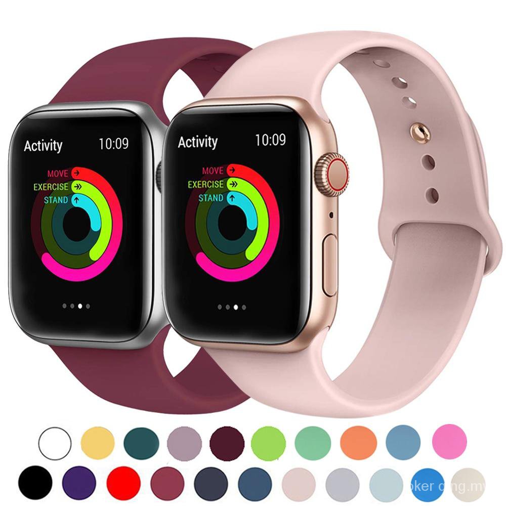 Silicone Dây Đeo Thay Thế Chất Liệu Silicon Màu Đen Cho Apple Watch 42mm 38mm 44mm 40mm Series 6 / 5 / 4 / 3 / 2 / 1