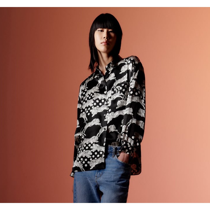 Zara Morocco full tag - Áo Zara sơ mi hình hổ cá tính thời thượng AV07VCH38N10