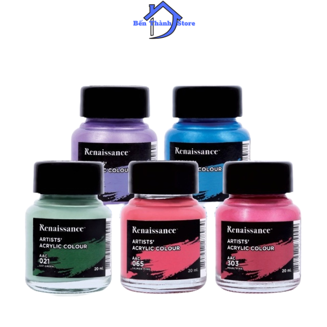 Bộ lọ vẽ màu nước acrylic Renaissace cao cấp, lọ 20ml sơn, vẽ không trôi trên mọi chất liệu