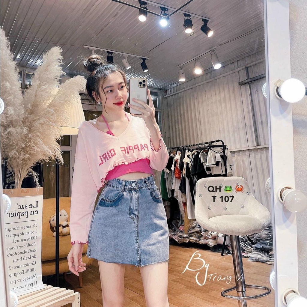 Sét áo barbie girL sóng bèo xinh dài tay - cộc tay