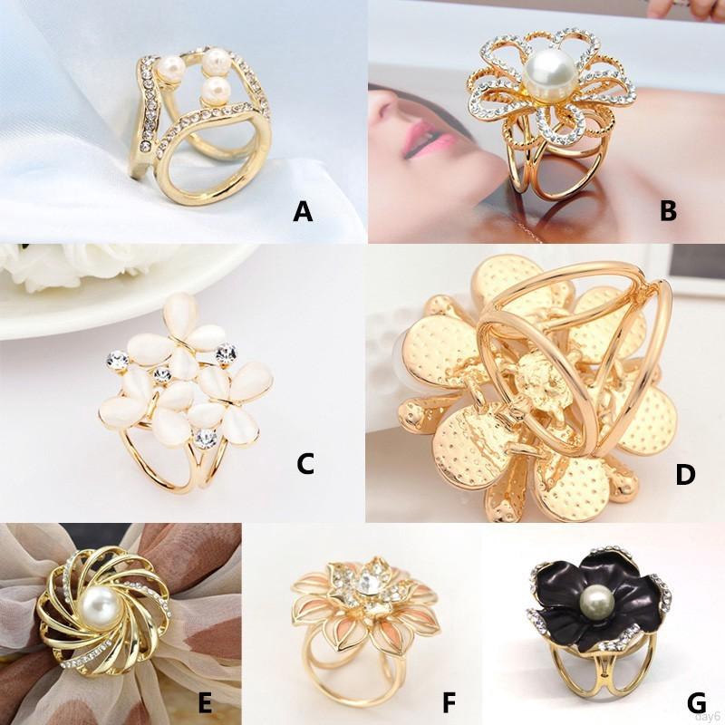 Kẹp cài khăn quàng cổ thiết kế hình hoa có đính đá lấp lánh sang trọng thanh lịch