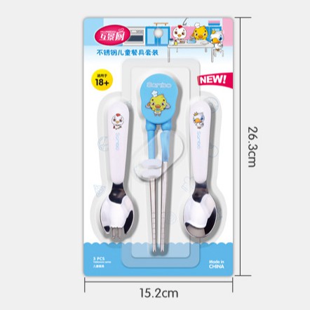 [Mã 154FMCGSALE giảm 8% đơn 500K] Bộ Thìa, Đũa, Nĩa cho bé tập ăn - Inox cao cấp