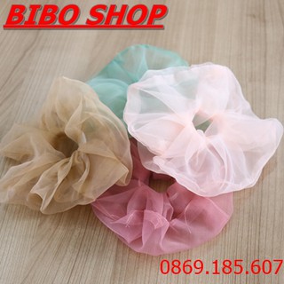 Dây Buộc Tóc Vải Voan Kính Thời Trang Cho Nữ, Dây Cột Tóc Vải Scunchies Vải Voan Kính