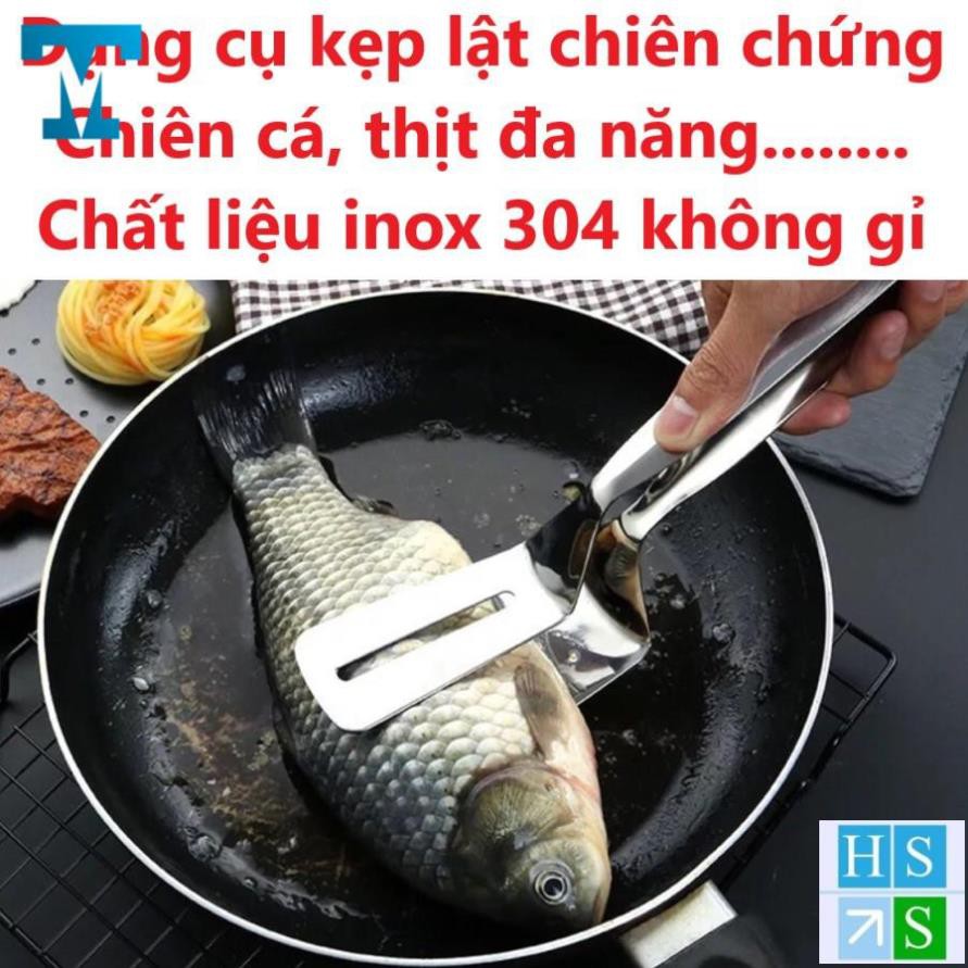 Dụng cụ kẹp và lật thịt , kẹp cá chiên, xẻng chiên trứng , kẹp thực phẩm nóng đa năng loại lớn inox 304 cao cấp siêu bền